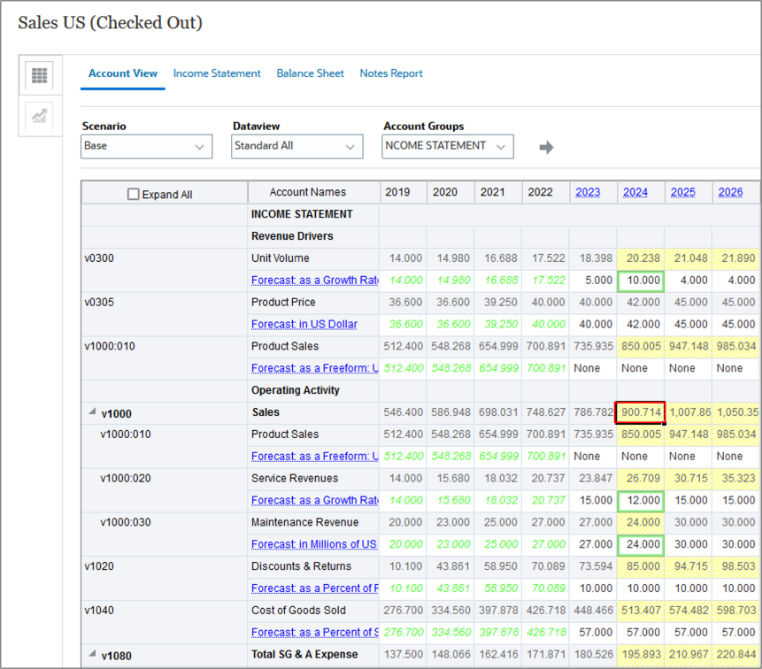 Selecting a data cell